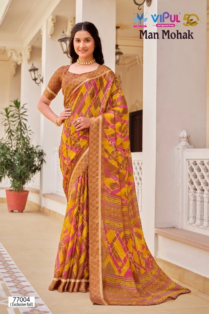 Vipul Man Mohak Chiffon Wholesale Fancy Sarees Catalog — Wholesale Sarees, MPA wholesale from Surat — view 11